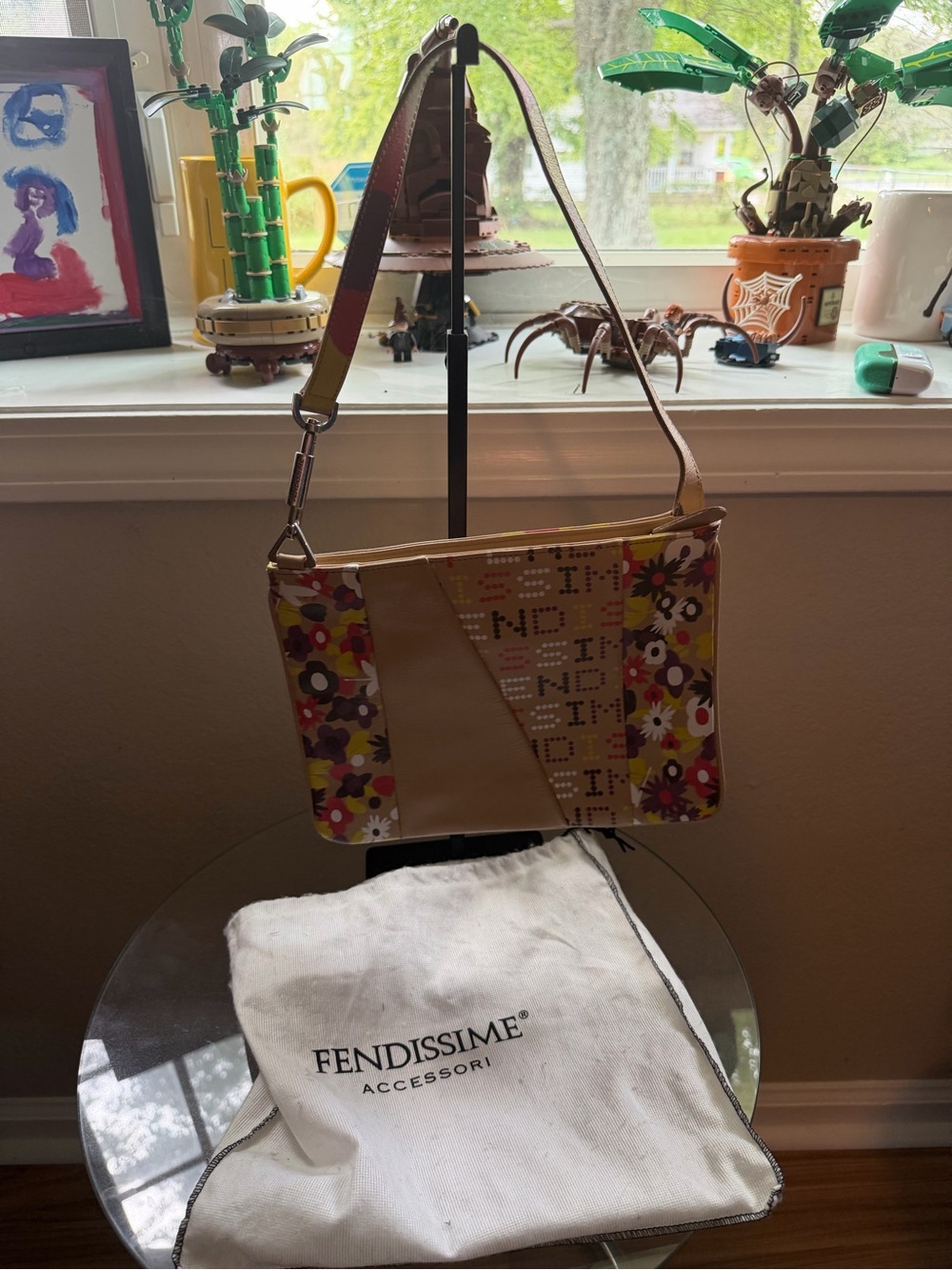 Fendissime Floral Canvas Mini Shoulder Bag in Yellow